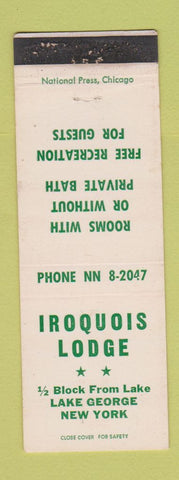 Matchbook Cover - Iroquois Lodge Lake George NY WEAR