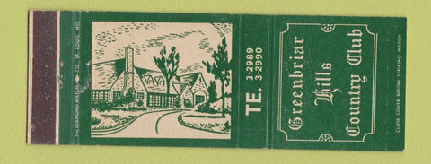 Matchbook Cover - Greenbriar Hills Country Club Kirkwood? MO