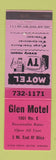Matchbook Cover - Glen Motel Utica NY
