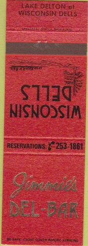 Matchbook Cover - Jimmie's Del Bar Wisconsin Dells WI