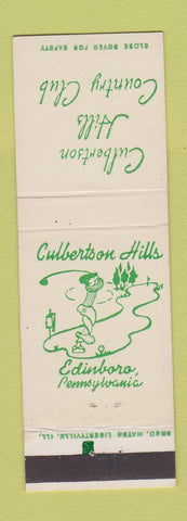 Matchbook Cover - Culbertson Hills Country Club Edinboro PA