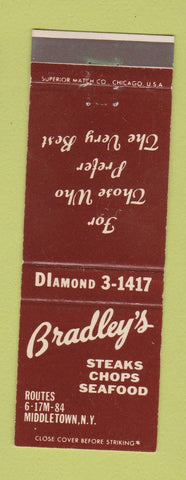 Matchbook Cover - Bradley's Steaks Chops Middletown NY