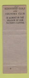 Matchbook Cover - Kenwood Golf and Country CLUB WORN