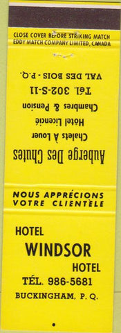 Matchbook Cover - Hotel Windsor Buckingham PQ
