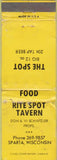 Matchbook Cover - Rite Spot Tavern Sparta WI WORN