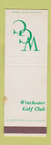 Matchbook Cover - Winchester Golf Club SAMPLE WEAR