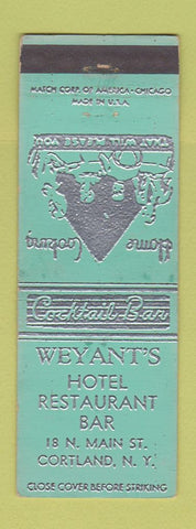 Matchbook Cover - Weyant's Restaurant Hotel Corland NY