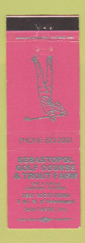 Matchbook Cover - Sebastopol Golf Course and Trout Farm CA PINK