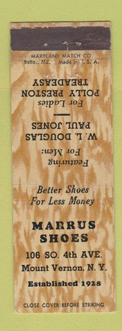 Matchbook Cover - Marrus Shoes Mount Vernon NY