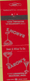 Matchbook Cover - Baron's Escanaba MI