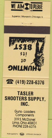 Matchbook Cover - Tasler Shooters Supply guns hunting Lima OH