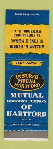 Matchbook Cover - Hartford Insurance William Herbig Whitesboro NY
