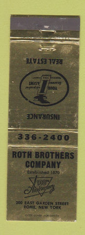 Matchbook Cover - Roth Brothers Insurance Rome NY