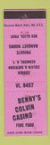 Matchbook Cover - Benny's Colvin Casino Kenmore NY WEAR