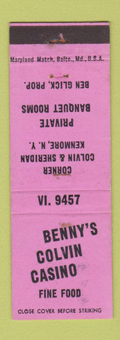 Matchbook Cover - Benny's Colvin Casino Kenmore NY WEAR