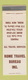 Matchbook Cover - Rome Travel Bureau agency Rome NY