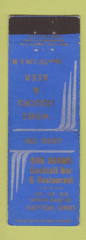 Matchbook Cover - Bob Adams Cocktail Bar Restaurant Dayton OH
