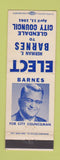 Matchbook Cover - Herman Barnes Glendale CA City Council Election 1961
