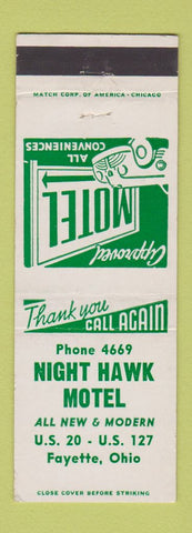Matchbook Cover - Night Hawk Motel Fayette OH