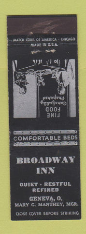 Matchbook Cover - Broadway Inn Genevea OH
