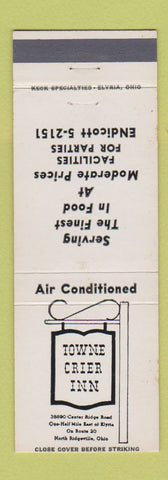Matchbook Cover - Towne Crier Inn North Ridgeville OH