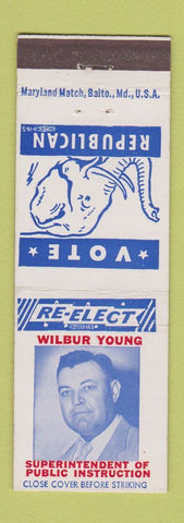 Matchbook Cover - Wilbur Young Superintendent Election Republican
