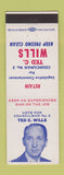 Matchbook Cover - Ted Wills Commissioner Election Fresno CA