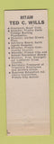 Matchbook Cover - Ted Wills Commissioner Election Fresno CA