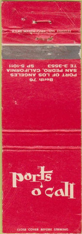Matchbook Cover - Ports O'Call San Pedro CA WORN