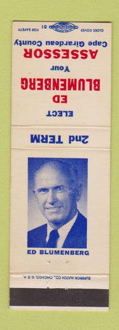 Matchbook Cover - Ed Blumenberg Assessor Election Cape Girardeau County MO