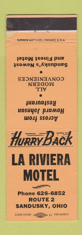 Matchbook Cover - La Riviera Motel Sandusky OH WEAR