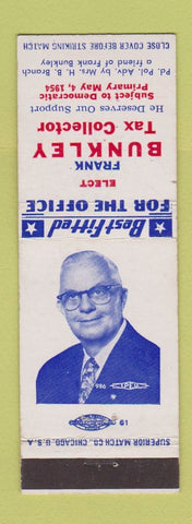 Matchbook Cover - Frank Bunkley Tax Collector 1954 Mobile AL