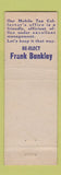 Matchbook Cover - Frank Bunkley Tax Collector 1954 Mobile AL