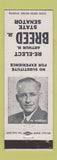 Matchbook Cover - Arthur Breed State Senator Election CA?