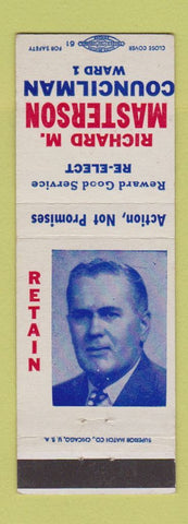Matchbook Cover - Richard M Masterson Councilman Election Cleveland?