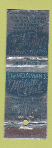 Matchbook Cover - Joe Mossman's Midnite Club Atlantic City NJ WORN