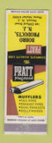 Matchbook Cover - Pratt Mufflers Bobro Newark NJ