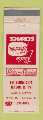 Matchbook Cover - Ed Burnick's Radio TV Cortland OH