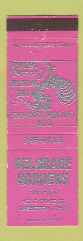 Matchbook Cover - Belgrade Gardens Barberton OH