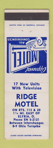 Matchbook Cover - Ridge Motel Elyria OH