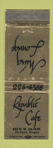 Matchbook Cover - Republic Cafe Portland OR Ming Lounge WEAR