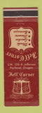 Matchbook Cover - Jeff Corner Restaurant Portland OR