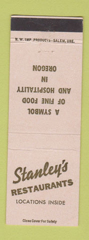 Matchbook Cover - Stanley's Restaurants Eugene Medford OR