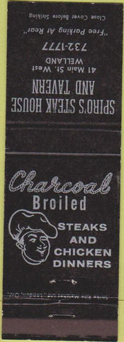Matchbook Cover - Spiro's Steak House Welland ON