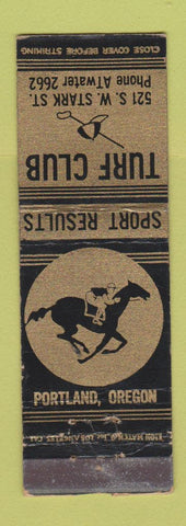 Matchbook Cover - Turf Club Portland OR Horse Racing WORN