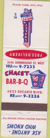 Matchbook Cover - Chalet BBQ Montreal QC