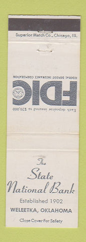 Matchbook Cover - State National Bank Weleetka OK