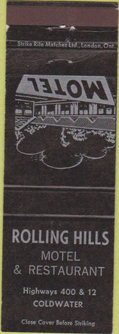 Matchbook Cover - Rolling Hills Motel Coldwater ON