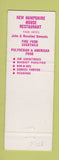 Matchbook Cover - New Hampshire House Restaurant Convent Station NJ
