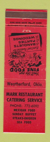 Matchbook Cover - Mark Restaurant Catering Mexican Food Weatherford OK